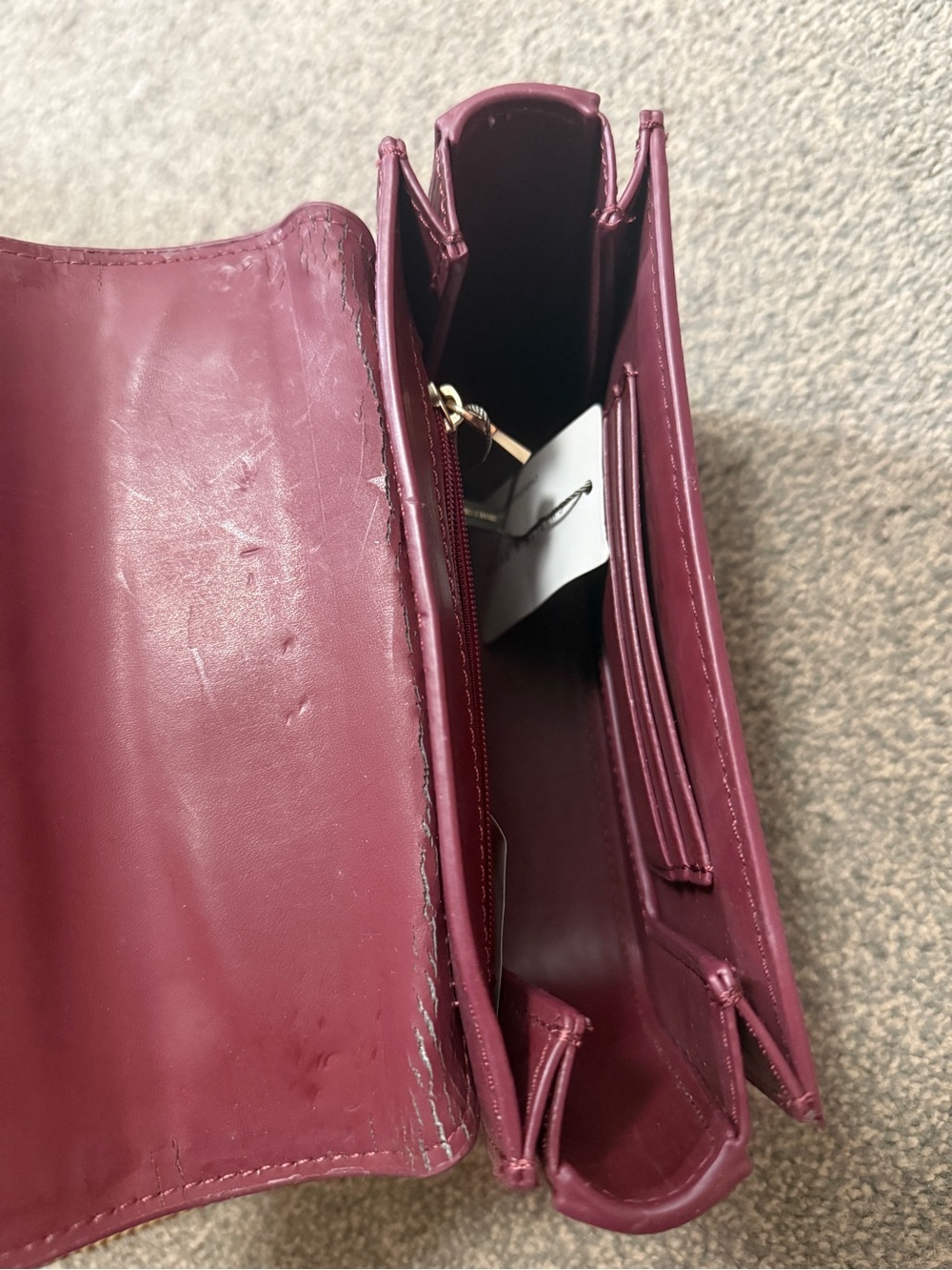 Burgundy Charles & Keith Croc-Effect Boxy Chain Strap Bag - Picture 7 of 8